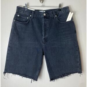 NWT AGOLDE JEAN SHORTS DENIM BLACK EDGY GRUNGE ELEVATED BASICS RESORT COTTON